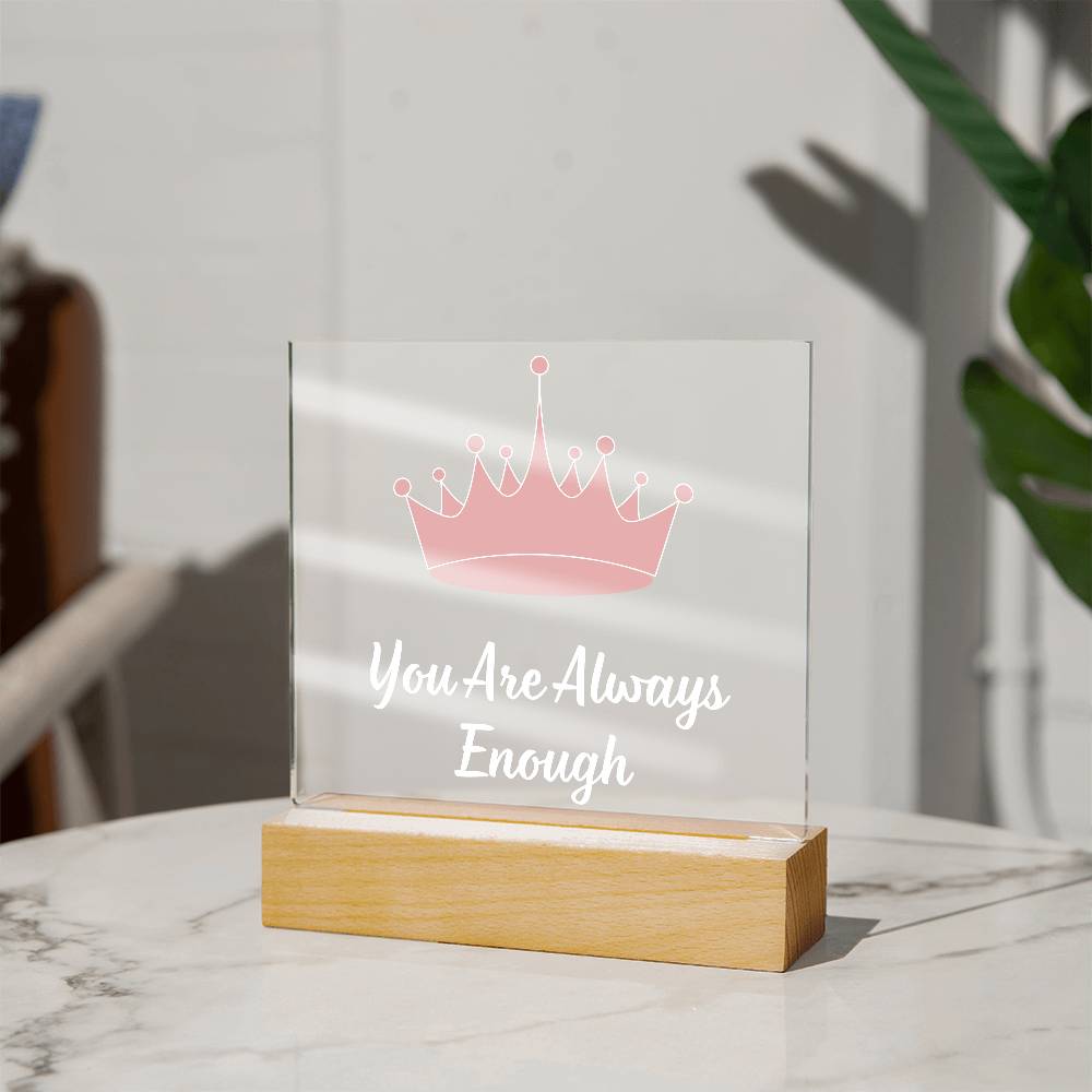 You Are Always Enough Pink Crown Night Light