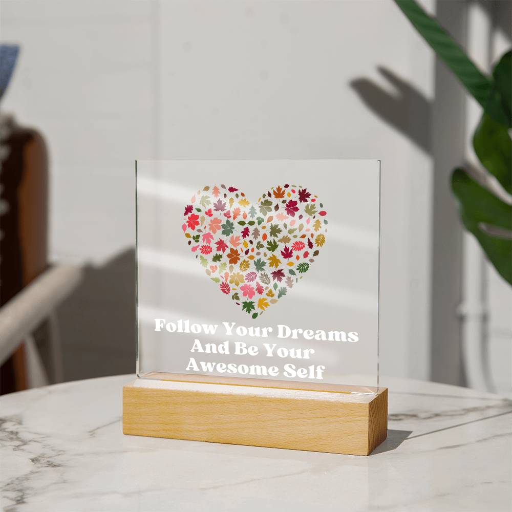 Square Night Light Plaque - Be Your Awesome Self Hearts