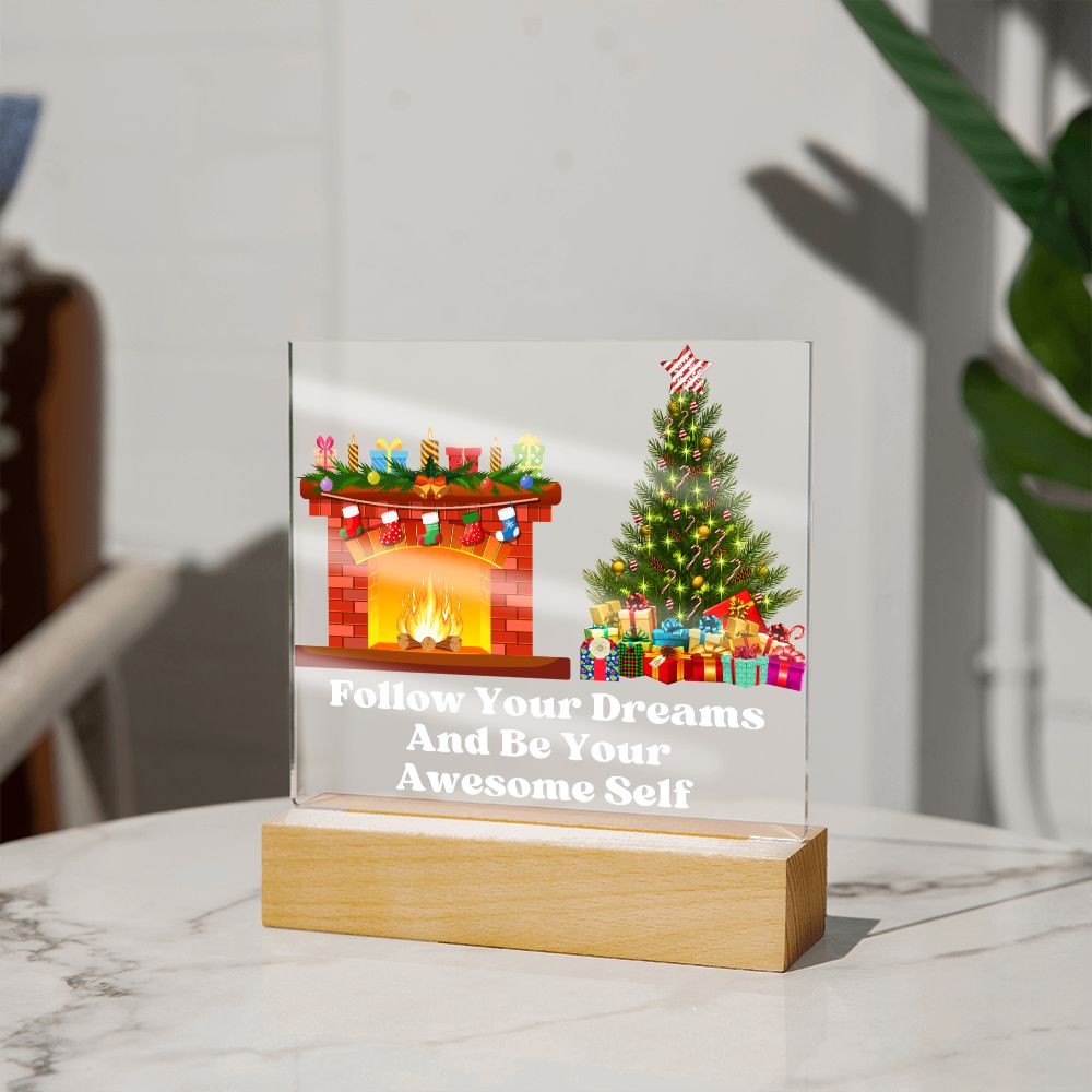 Night Light Plaque- Fireplace & Christmas Tree