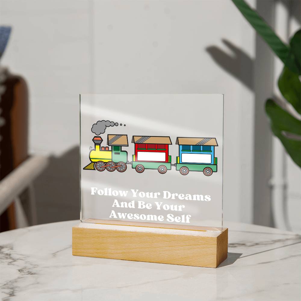 Square Night Light Plaque - Be Your Awesome Self Train