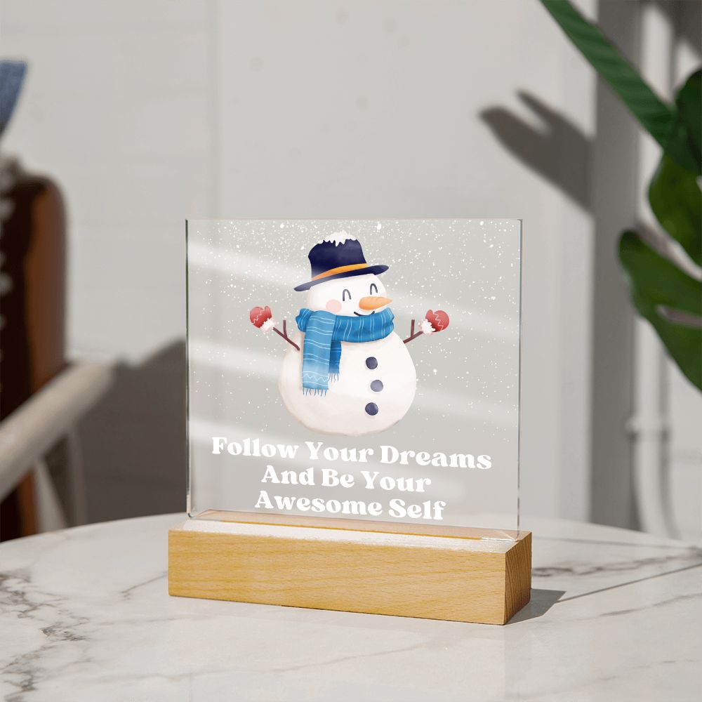 Night Light Plaque- Snowman Blue Scarf