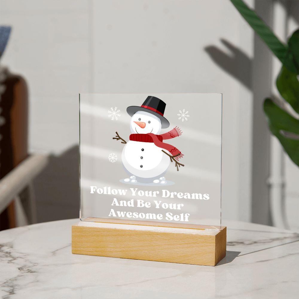 Night Light Plaque- Snowman Red Scarf