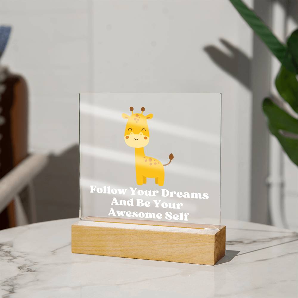 Square Night Light Plaque - Be Your Awesome Self Giraffe