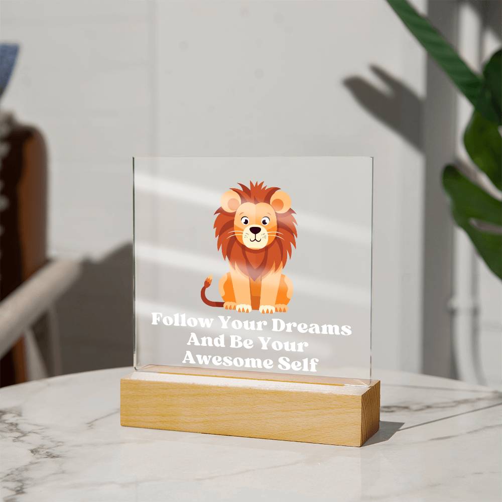 Square Night Light Plaque - Be Your Awesome Self Lion