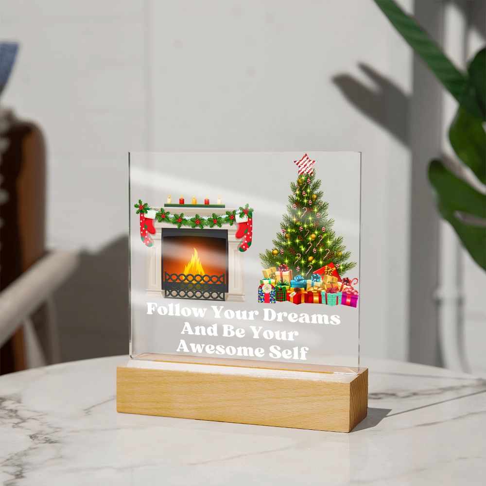 Night Light Plaque- Fireplace & Christmas Tree