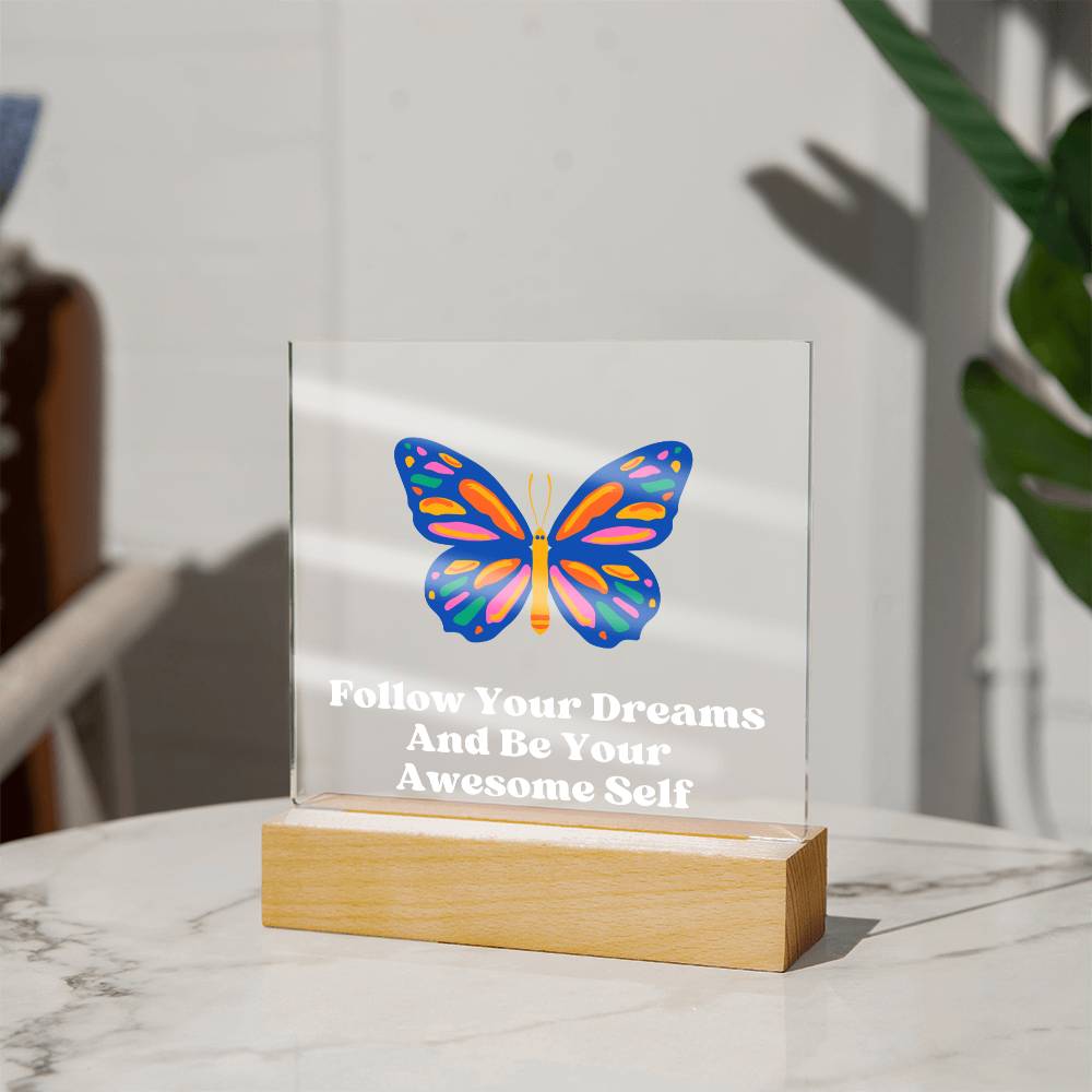 Square Night Light Plaque - Be Your Awesome Self Butterfly