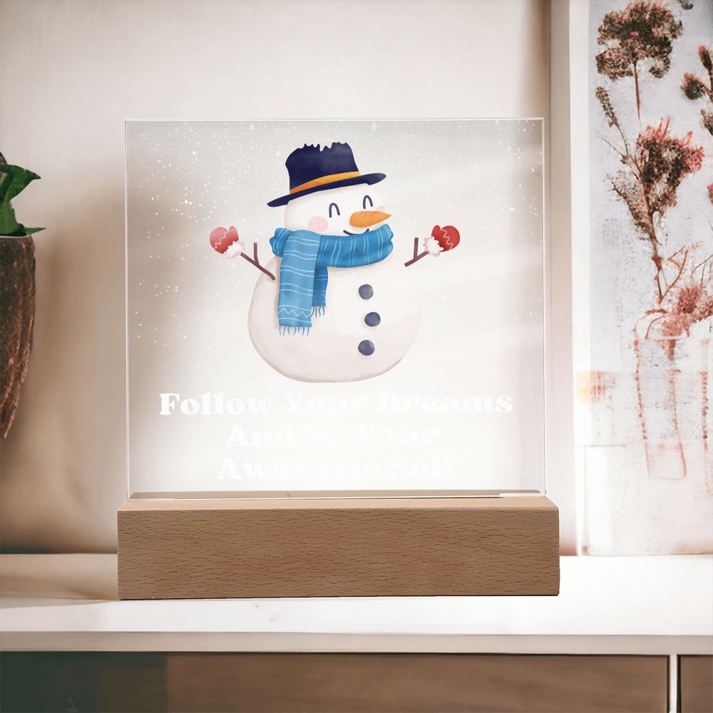 Night Light Plaque- Snowman Blue Scarf
