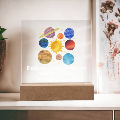 Square Night Light Plaque - Be Your Awesome Self Planets