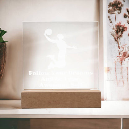 Square Night Light Plaque - Be Your Awesome Self Basketball