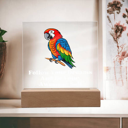 Square Night Light Plaque - Be Your Awesome Self Parrot