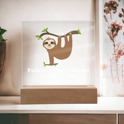 Square Night Light Plaque - Be Your Awesome Self Sloth