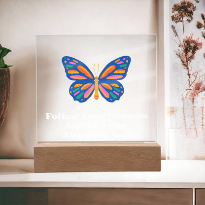 Square Night Light Plaque - Be Your Awesome Self Butterfly