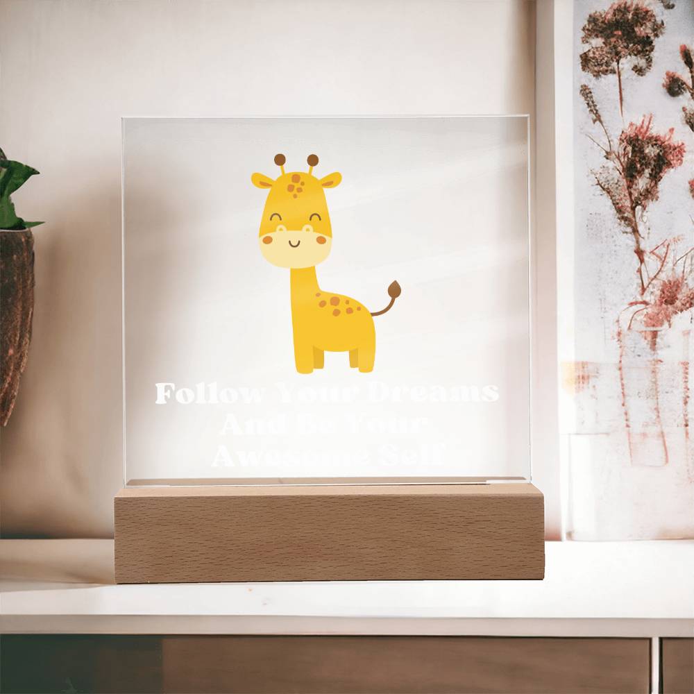 Square Night Light Plaque - Be Your Awesome Self Giraffe