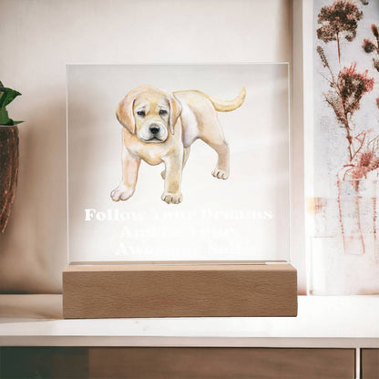 Square Night Light Plaque - Be Your Awesome Self Puppy Dog