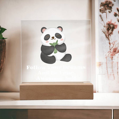 Square Night Light Plaque - Be Your Awesome Self Panda Bear