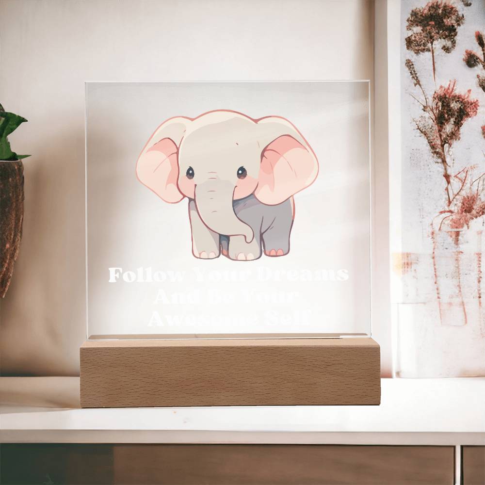 Square Night Light Plaque - Be Your Awesome Self Elephant
