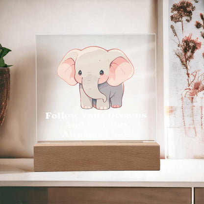 Square Night Light Plaque - Be Your Awesome Self Elephant