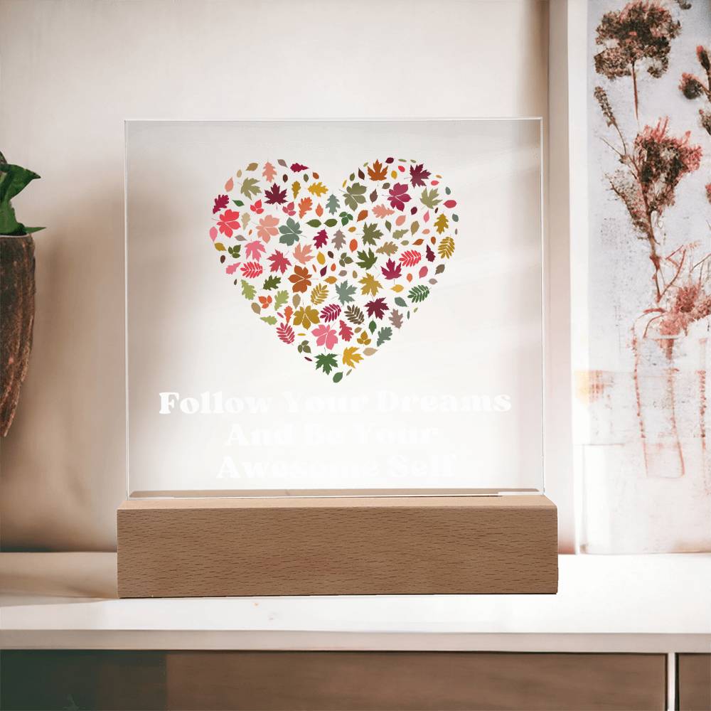 Square Night Light Plaque - Be Your Awesome Self Hearts