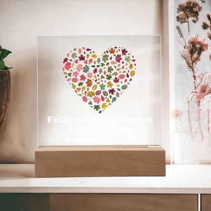 Square Night Light Plaque - Be Your Awesome Self Hearts
