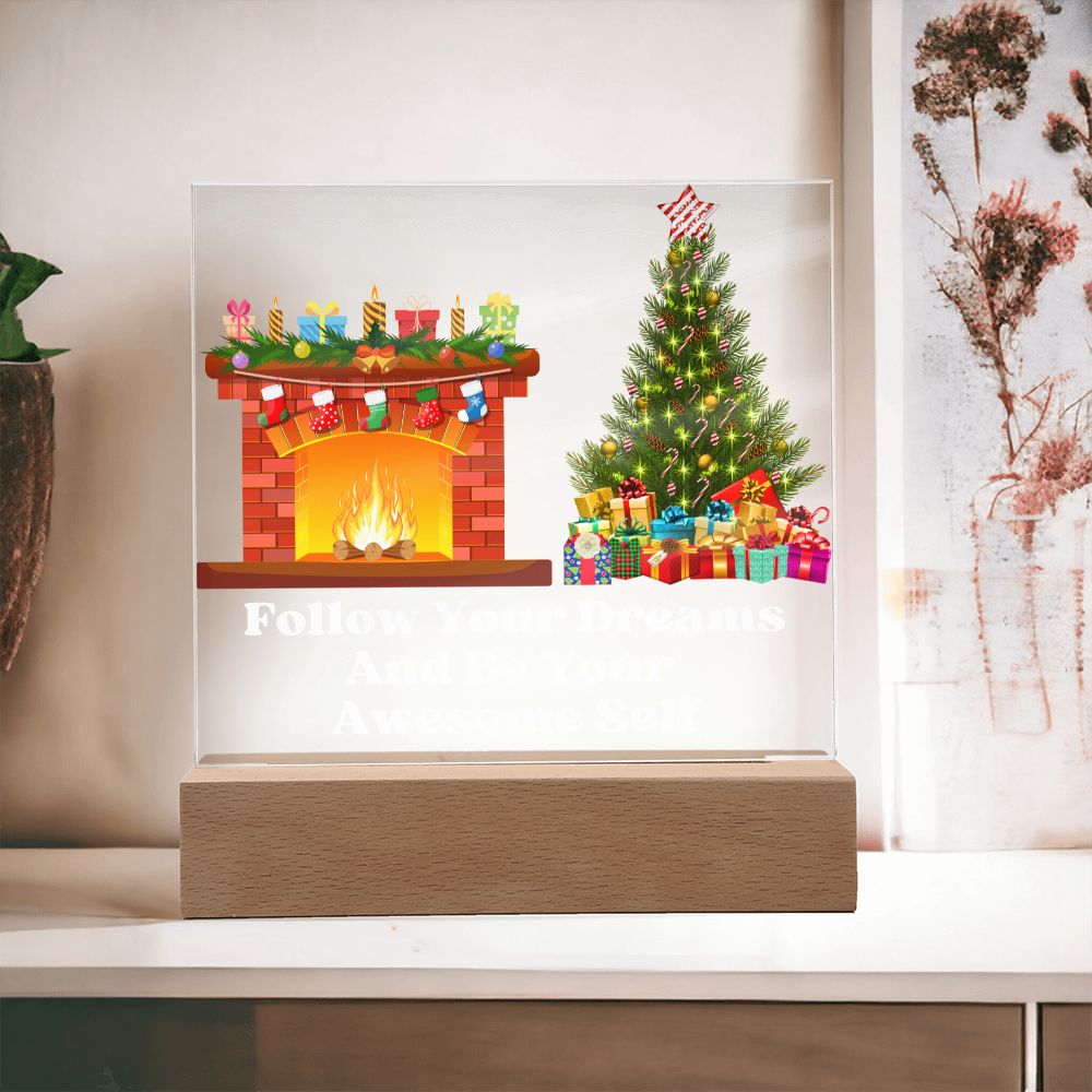Night Light Plaque- Fireplace & Christmas Tree