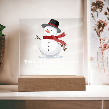 Night Light Plaque- Snowman Red Scarf