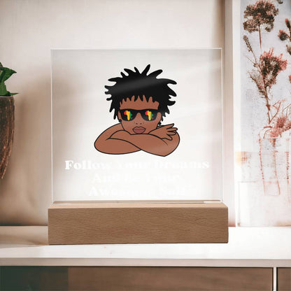 Square Night Light Plaque - Be Your Awesome Self Locks Boy