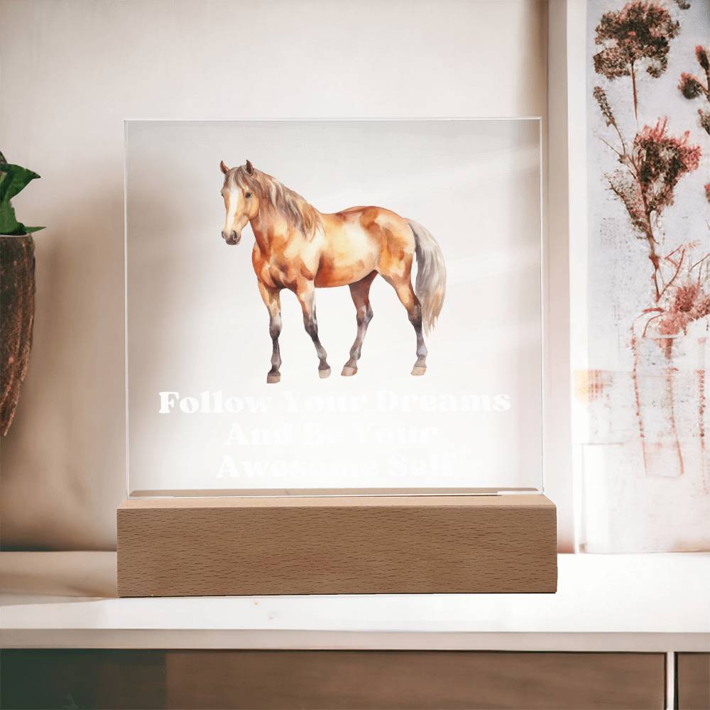 Square Night Light Plaque - Be Your Awesome Self Horse