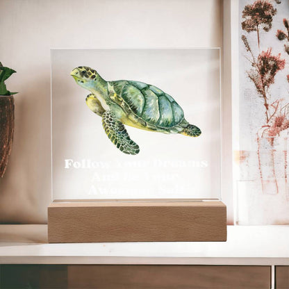 Square Night Light Plaque - Be Your Awesome Self Sea Turtle