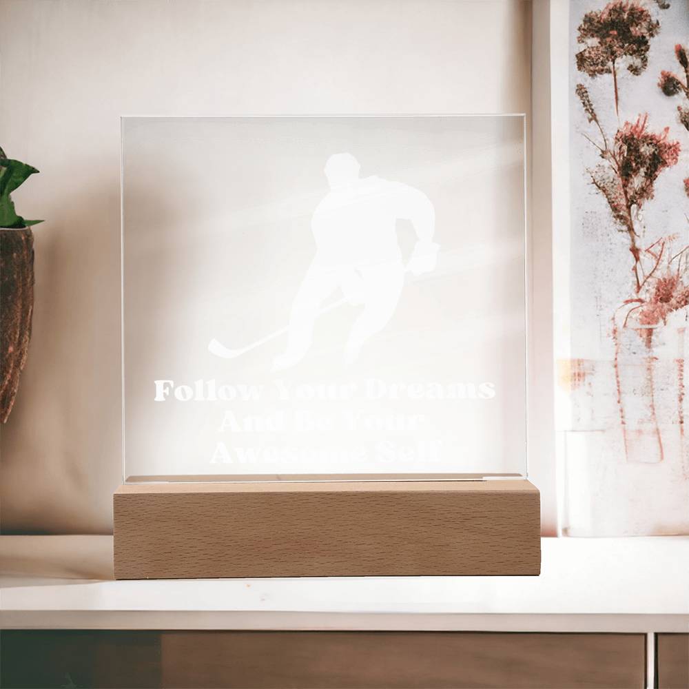 Square Night Light Plaque - Be Your Awesome Self -Hockey
