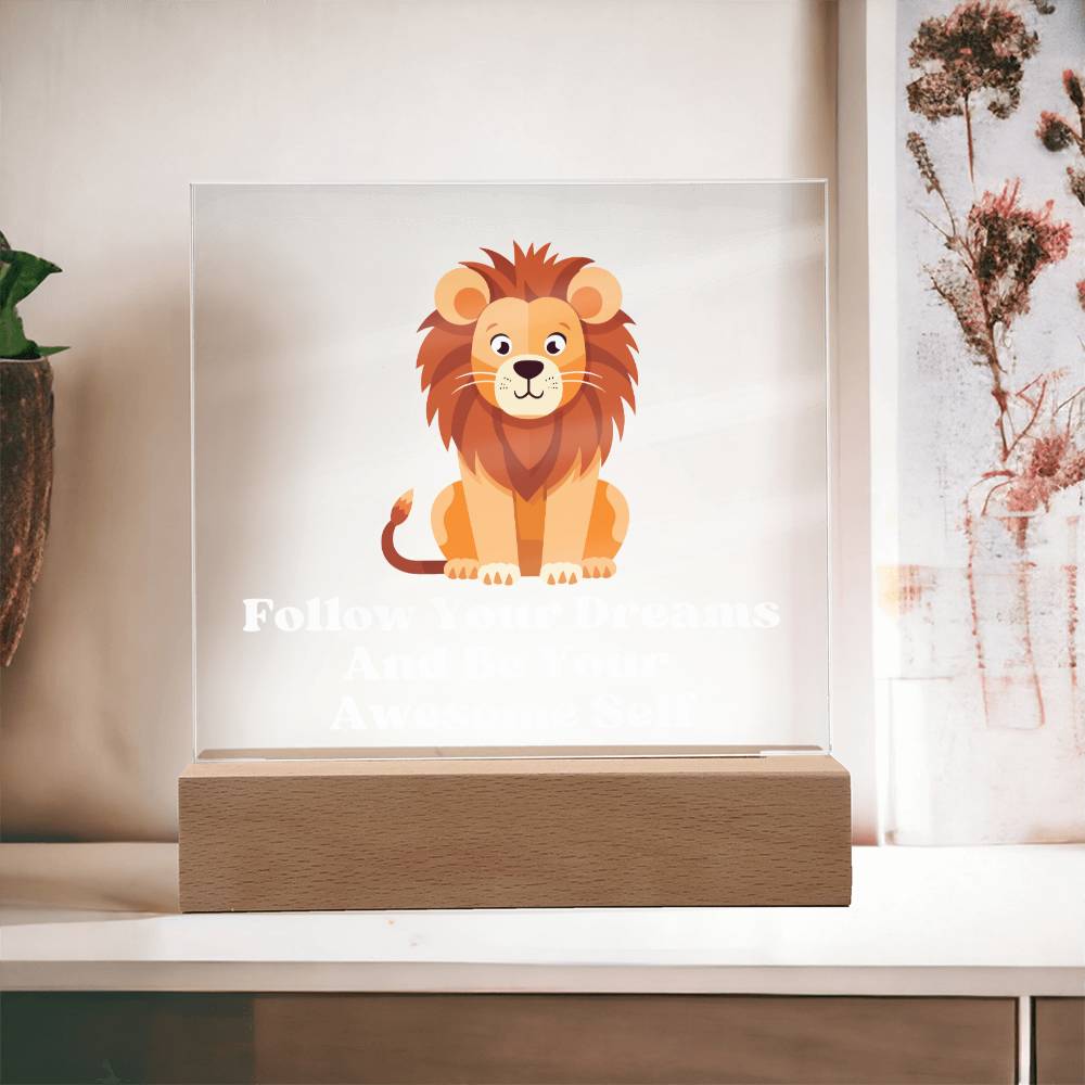 Square Night Light Plaque - Be Your Awesome Self Lion