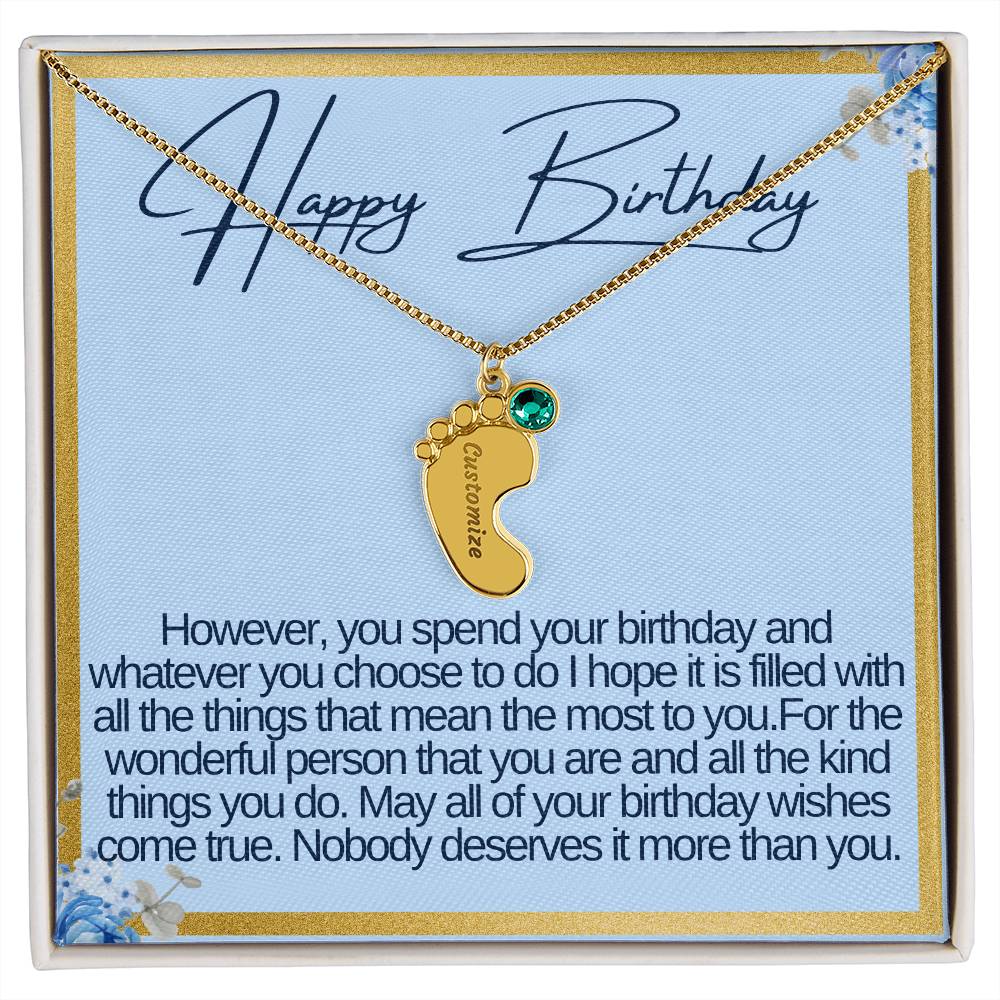 Happy Birthday Custom Baby Feet Necklace