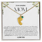 Personalized Engraved Mom Baby Feet Necklace With Birthstone