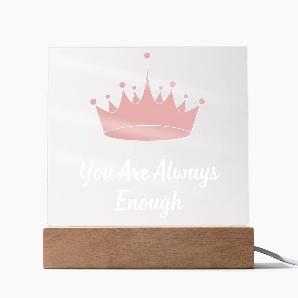 You Are Always Enough Pink Crown Night Light