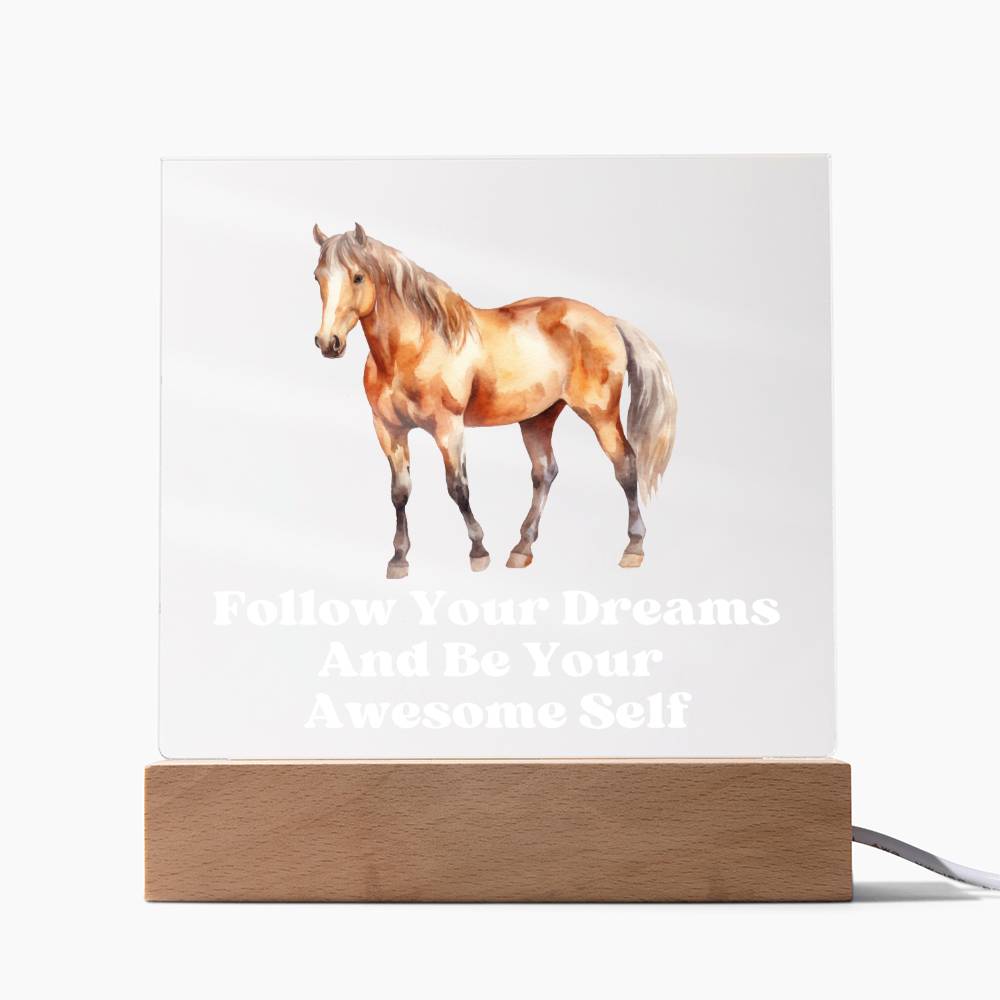 Square Night Light Plaque - Be Your Awesome Self Horse