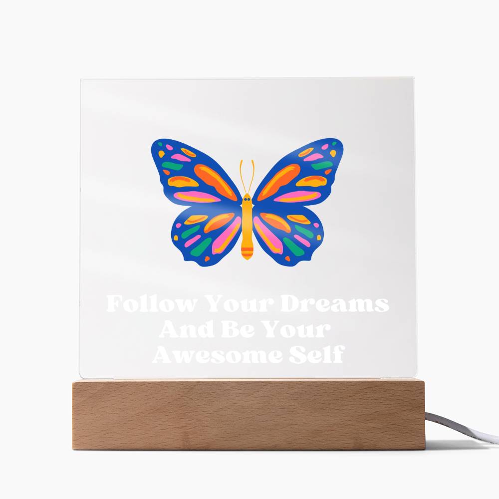 Square Night Light Plaque - Be Your Awesome Self Butterfly