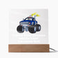 Square Night Light Plaque - Be Your Awesome Self Blue Monster Truck