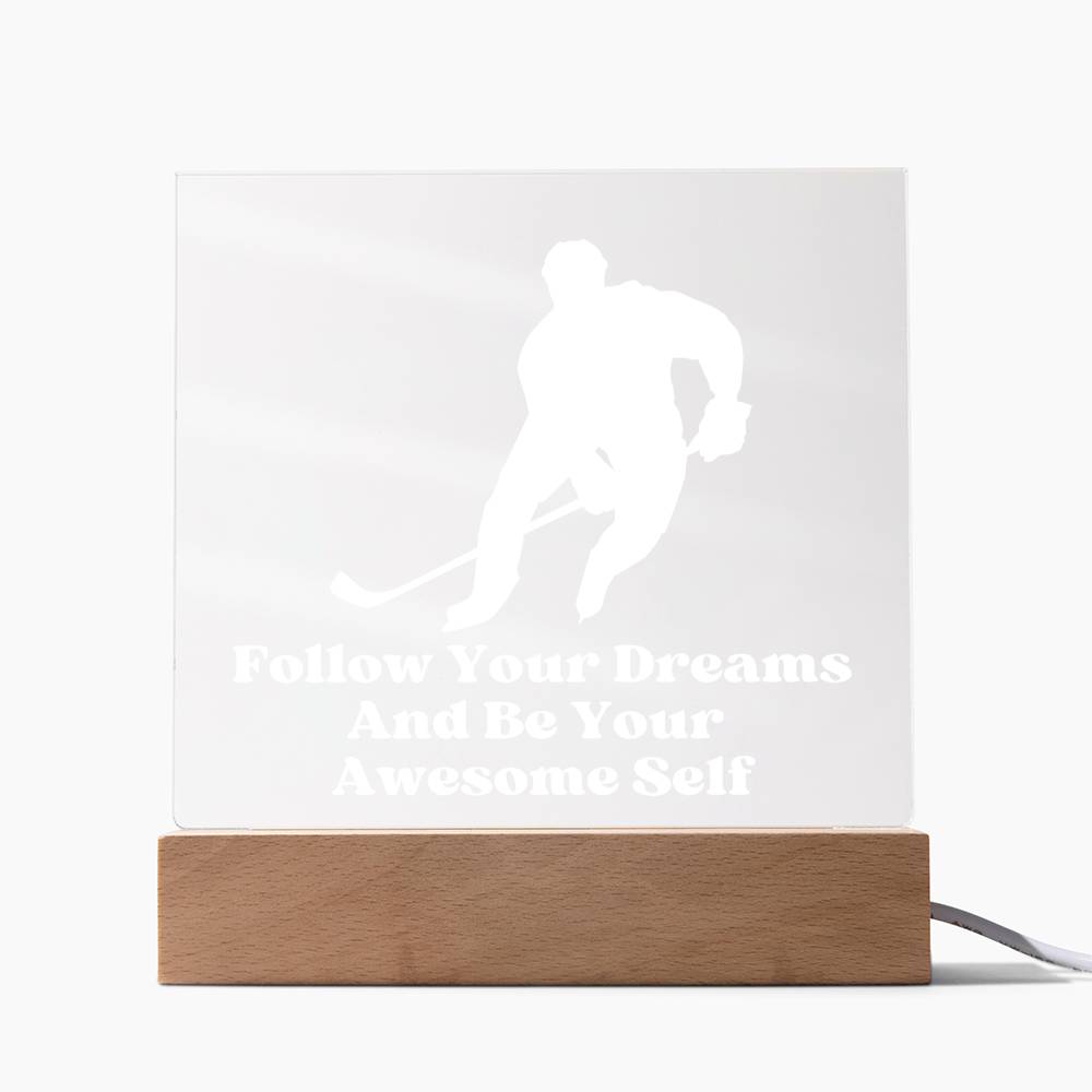 Square Night Light Plaque - Be Your Awesome Self -Hockey