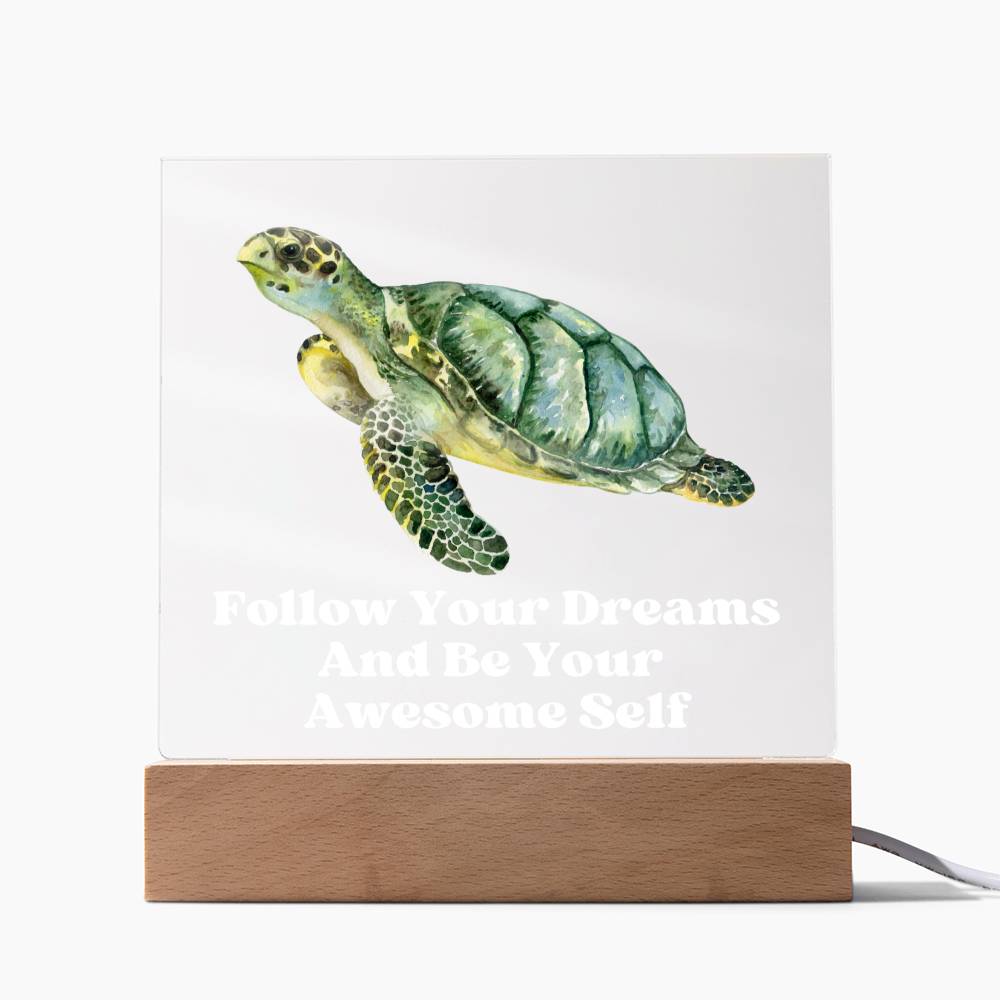 Square Night Light Plaque - Be Your Awesome Self Sea Turtle