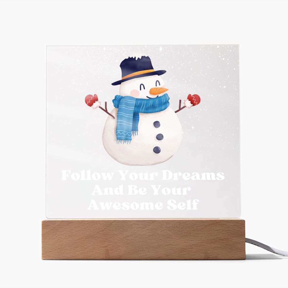 Night Light Plaque- Snowman Blue Scarf