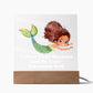 Square Night Light Plaque - Be Your Awesome Self Green Mermaid