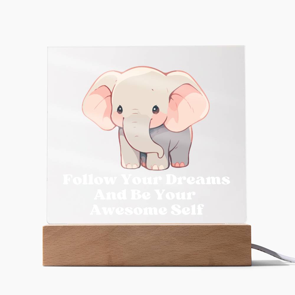 Square Night Light Plaque - Be Your Awesome Self Elephant