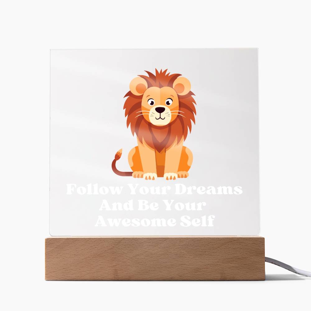 Square Night Light Plaque - Be Your Awesome Self Lion