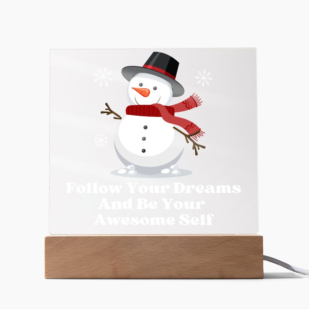 Night Light Plaque- Snowman Red Scarf
