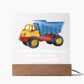 Square Night Light Plaque - Be Your Awesome Self Blue Dump Truck