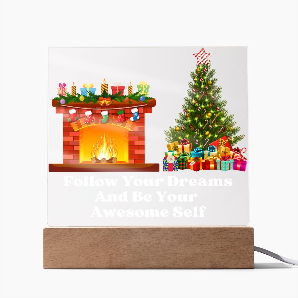 Night Light Plaque- Fireplace & Christmas Tree