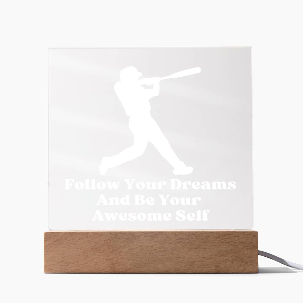 Square Night Light Plaque - Be Your Awesome Self -Baseball