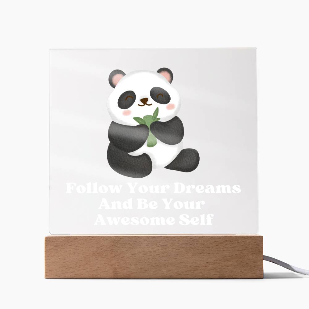 Square Night Light Plaque - Be Your Awesome Self Panda Bear
