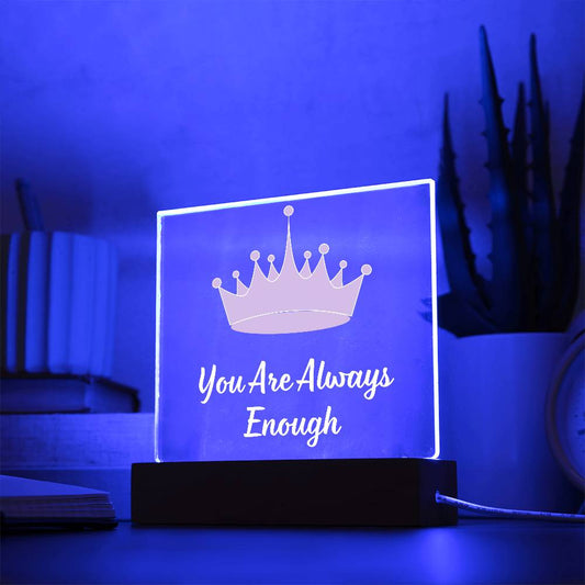 You Are Always Enough Pink Crown Night Light