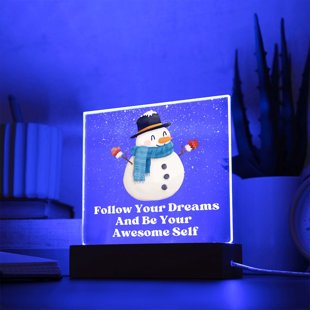 Night Light Plaque- Snowman Blue Scarf