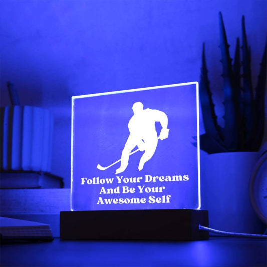 Square Night Light Plaque - Be Your Awesome Self -Hockey